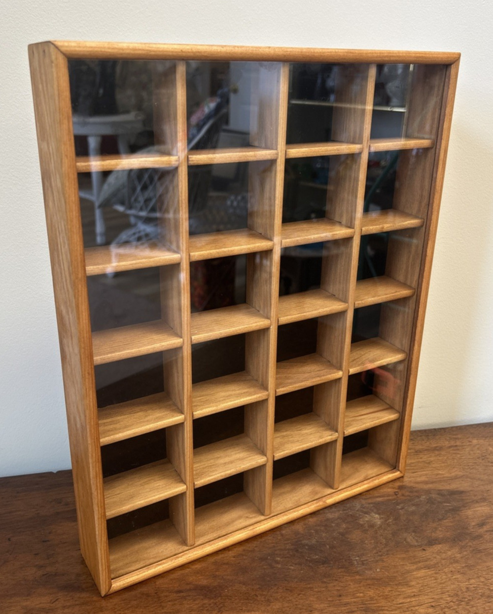 Vintage Tannery Lane Wood Trinket Shelf Display Case Shadow Box Removable Glass